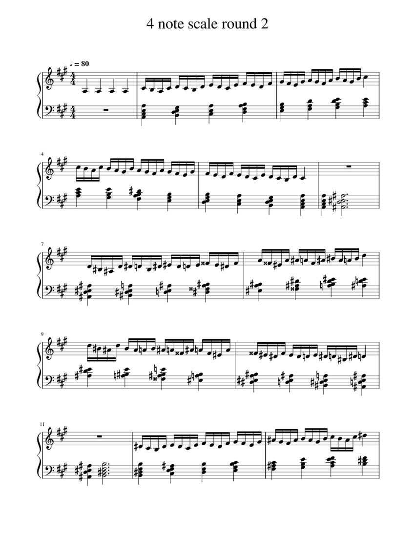 4_note_scale_round_2 Sheet Music for Piano (Piano-Voice) | MuseScore.com