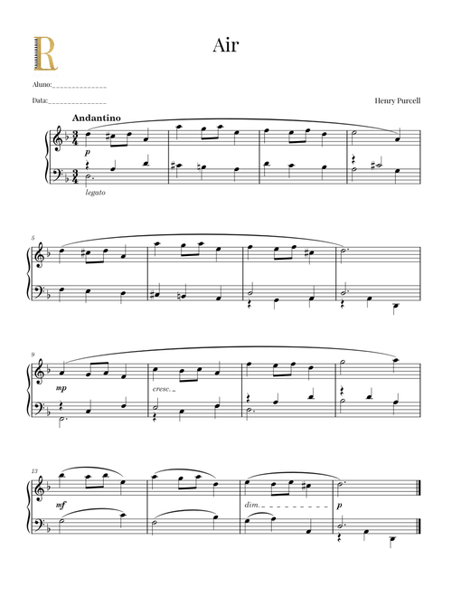 Air – Henry Purcell - Easy Piano