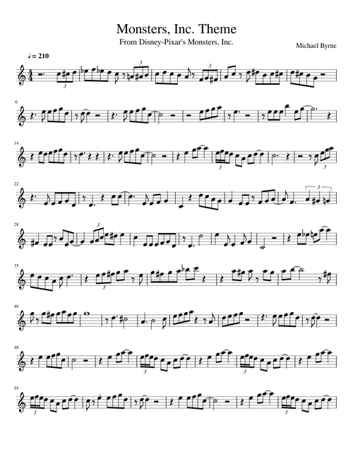 Monsters, Inc. Theme - Alto Sax (Eb)