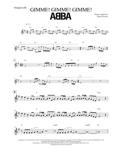 Gimme! Gimme! Gimme! (A Man After Midnight) (Arr. Leo Silva) - ABBA (Trumpet Solo)