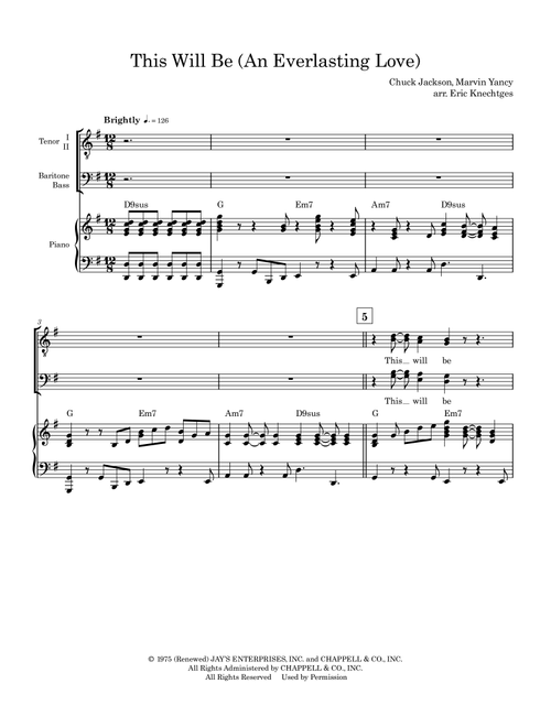 This Will Be (An Everlasting Love) (Arr. Eric Knechtges) - Natalie Cole (Choral, TTBB)