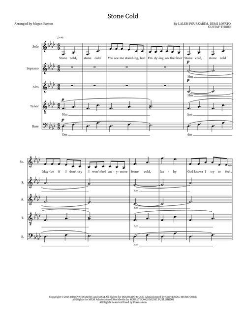 Stone Cold (Arr. Megan Easton) - Demi Lovato (Choral, SATB)
