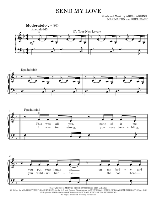 Send My Love (To Your New Lover) - Adele (Easy Piano)