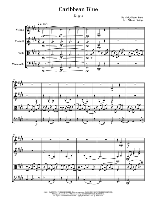 Caribbean Blue (Arr. Athena Strings) - Enya (String Quartet)