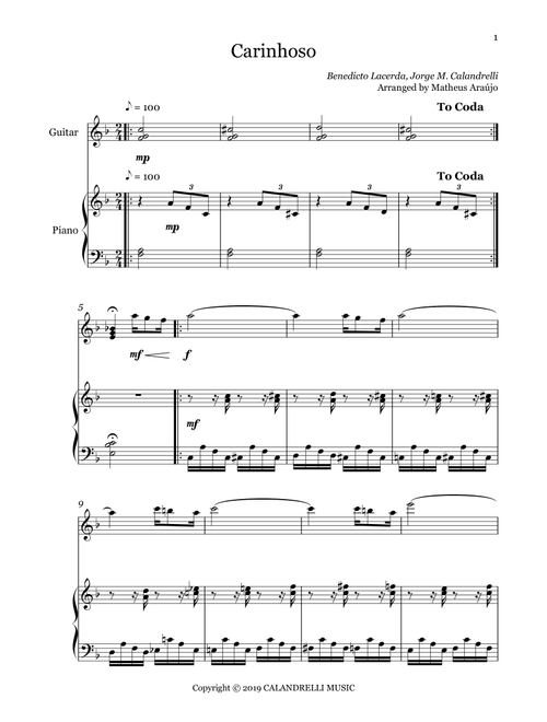 Carinhoso (Arr. Matheus Araújo) - Yo-Yo Ma (Piano-Vocal-Guitar)