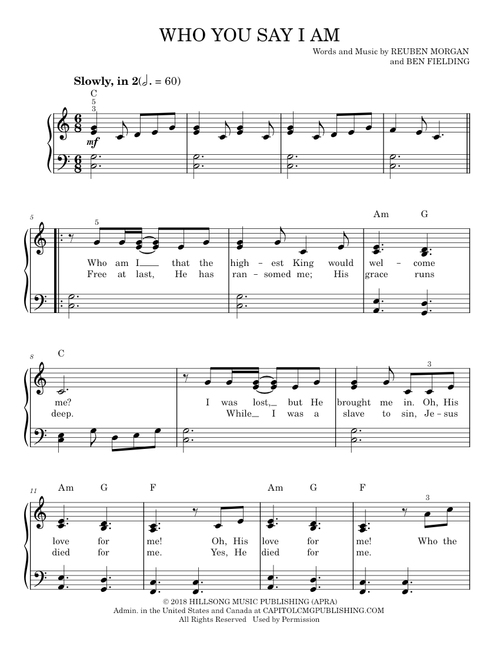 Who you say i am - Hillsong Worship (Easy Piano)