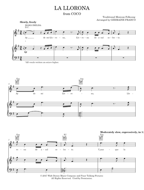 La llorona (Piano-Vocal-Guitar)