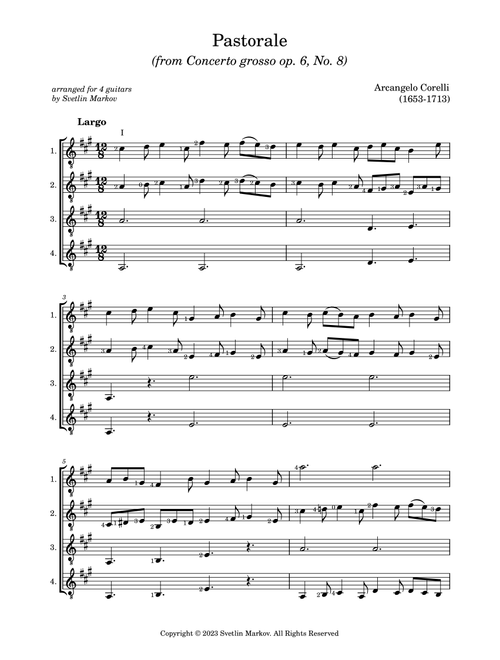 Pastorale (from Concerto grosso op. 6, No. 8) (Arr. Svetlin Markov) - Arcangelo Corelli (Guitar Ensemble)