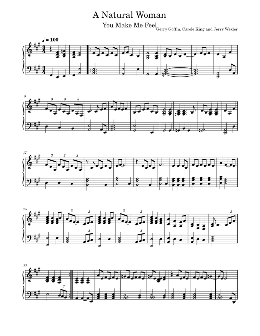You make me feel like a natural woman Carole King A Natural Woman You Make Me Feel Carole King Sheet music for Piano Solo Easy Musescore