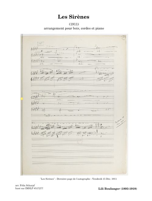 Les Sirènes (1911) - Lili Boulanger - arr. for Woodwinds, Strings and Piano