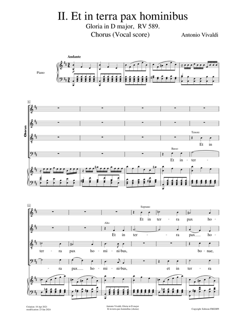Gloria in D major, RV 589, II Et in terra pax hominibus – Antonio Vivaldi