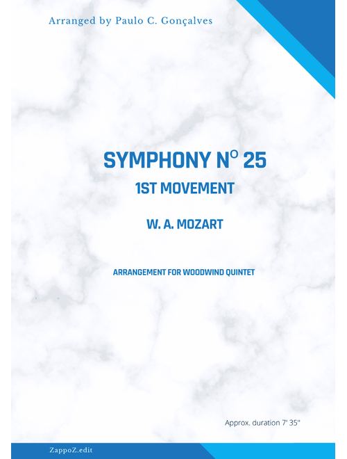 SYMPHONY Nº 25 - 1st Movement - W. A. MOZART (Arr. Paulo C. Gonçalves) - W A Mozart (Woodwind Ensemble)