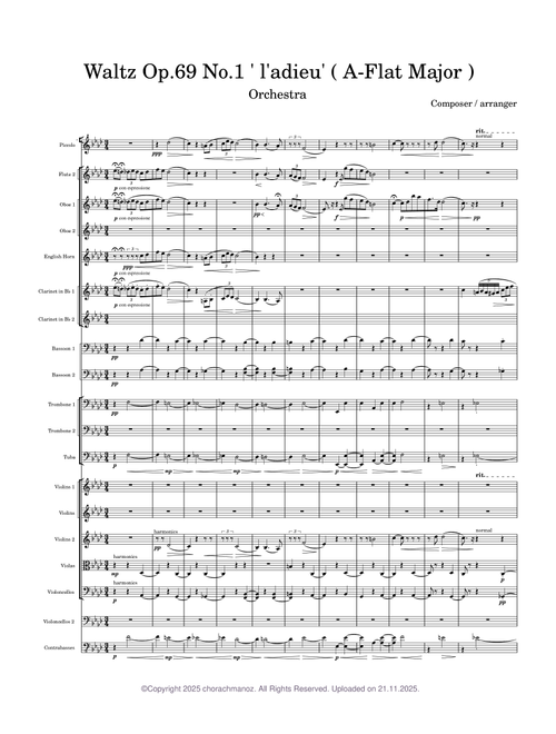 Waltz in A-flat major, Op. 69, No. 1 – Frédéric Chopin For Orchestra