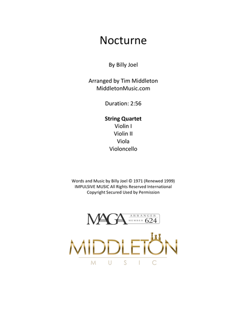 Nocturne (Arr. Tim Middleton) - Billy Joel (String Quartet)