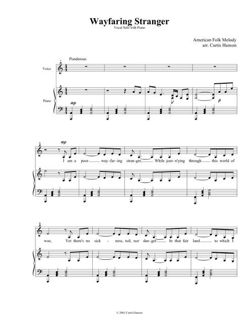 Wayfaring Stranger (key of Am) (Arr. Curtis Hanson) - American Folk Song (Vocal Solo)