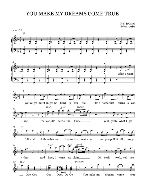 You Make My Dreams (Arr. Brock Chart) - Daryl Hall & John Oates (Piano Vocal)