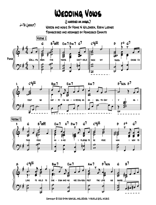 Wedding Vows (Arr. Francesco Cannito) - Jamie Foxx (Piano-Vocal-Guitar)