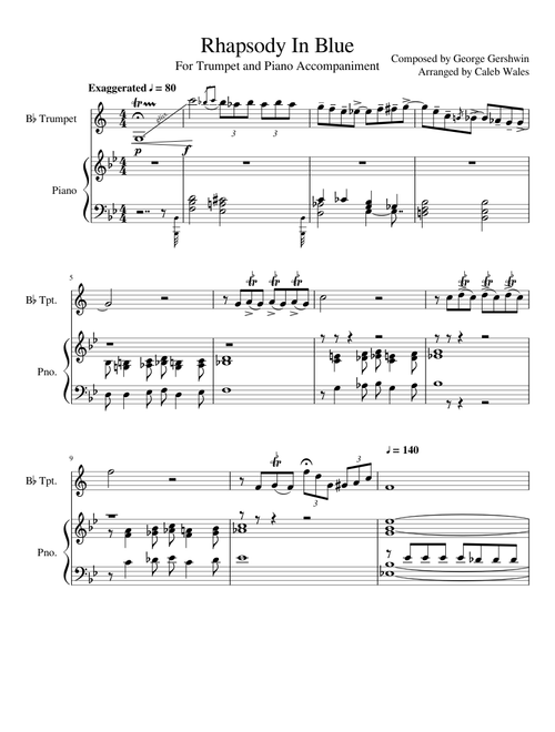 Rhapsody In Blue for Trumpet and Piano