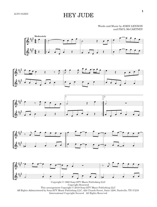 Hey Jude - The Beatles, The Beatles (Alto Saxophone Duet)