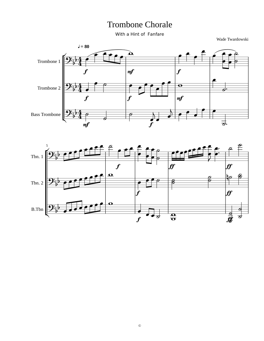 Trombone Chorale Sheet Music for Trombone (Brass Duet) | MuseScore.com