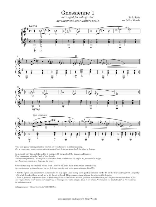 Gnossienne No.1 – Erik Satie arranged for guitar