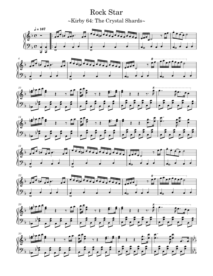 Rock Star - Kirby 64: The Crystal Shards Sheet music for Rock Star - Kirby 64: The Crystal Shards Sheet music for