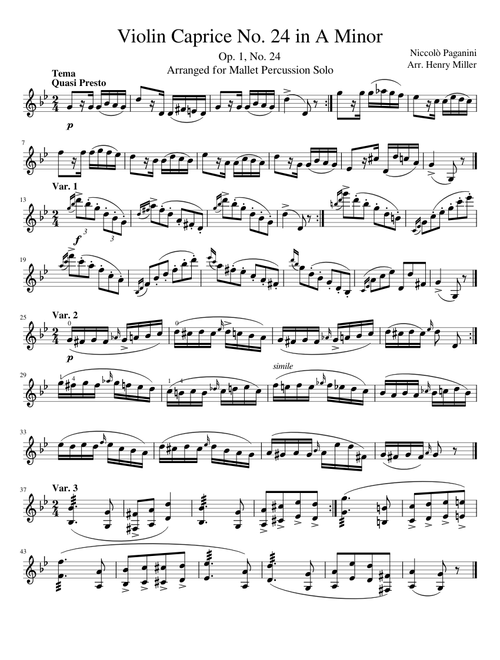 Paganini - Caprice No. 24 - Mallet Percussion