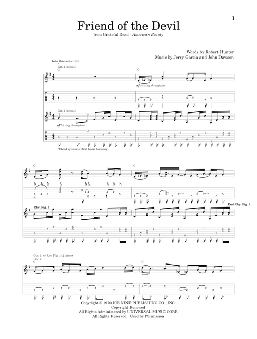 Friend Of The Devil - Grateful Dead (Guitar Tab)