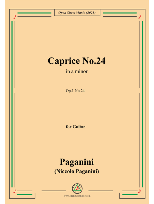 Paganini-Caprice No.24,Op.1 No.24,in a minor,for Guitar (Arr. OSM Press) - Niccolo Paganini (Solo Guitar)