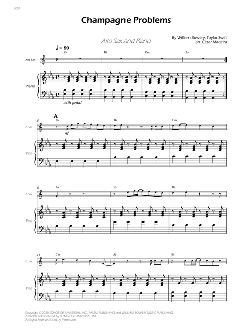 Champagne Problems (Arr. César Madeira) - Taylor Swift (Alto Sax and Piano)