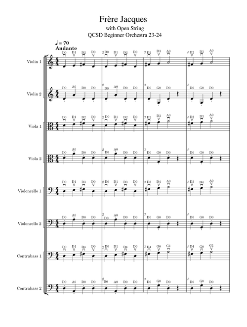 Frere jacques – Misc Traditional Frère Jacques with Open String QCSD String Festival 23-24