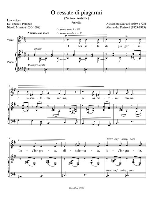 Scarlatti Alessandro - O cessate di piagarmi Low