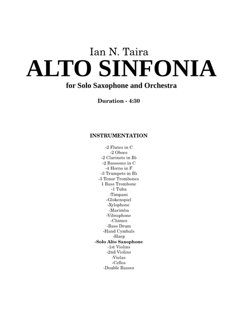 Alto Sinfonia: Overture for Alto Saxophone and Orchestra