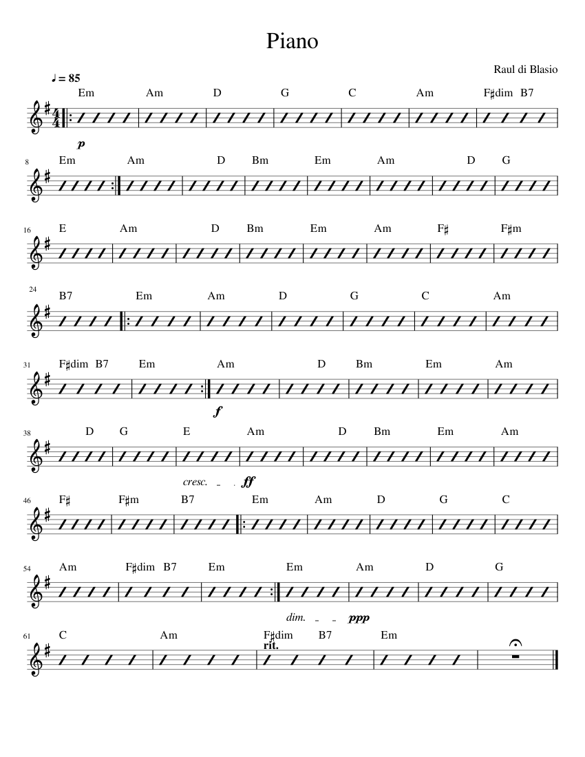Piano Sheet Music with Chords for Piano (Solo) easy | MuseScore.com