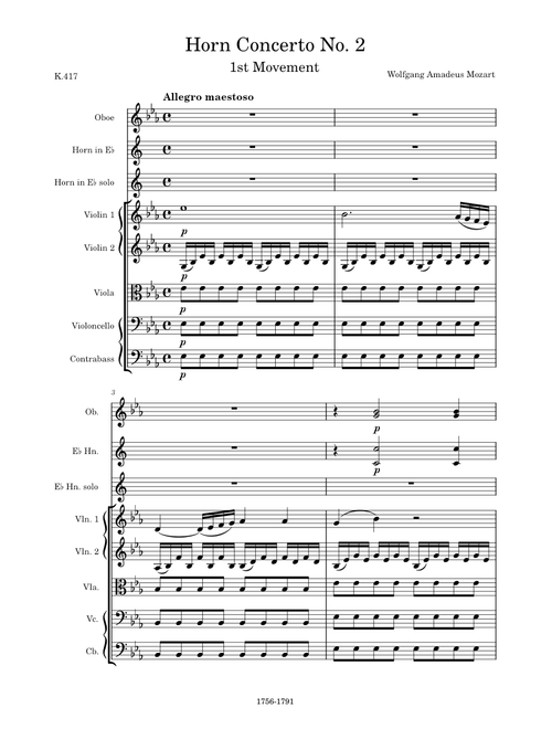 Horn Concerto No. 2 in E-flat Major, K.417, 1st Movement (Allegro maestoso) – W. A. Mozart