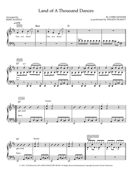 Land Of A Thousand Dances (Arr. Jesse Audelo) - Wilson Pickett (Lead Sheet - Fake Book)