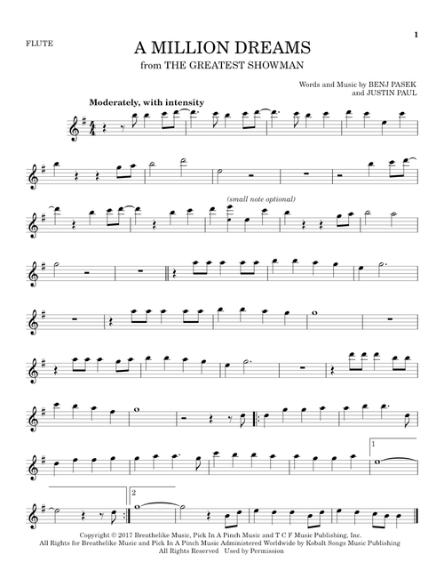 A Million Dreams (from The Greatest Showman) - Benj Pasek, Justin Paul (Flute Solo)