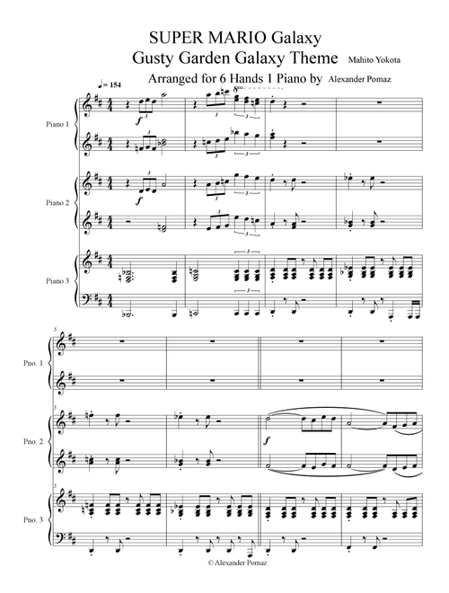 Gusty Garden Galaxy - Mahito Yokota - Alexander Pomaz - 6 Hands 1 Piano (Piano Duet)