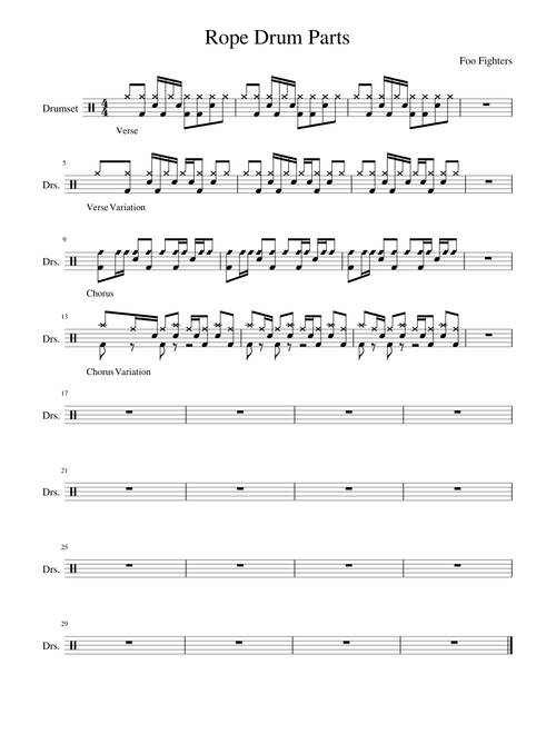 Rope - Foo Fighters (Drum Parts)