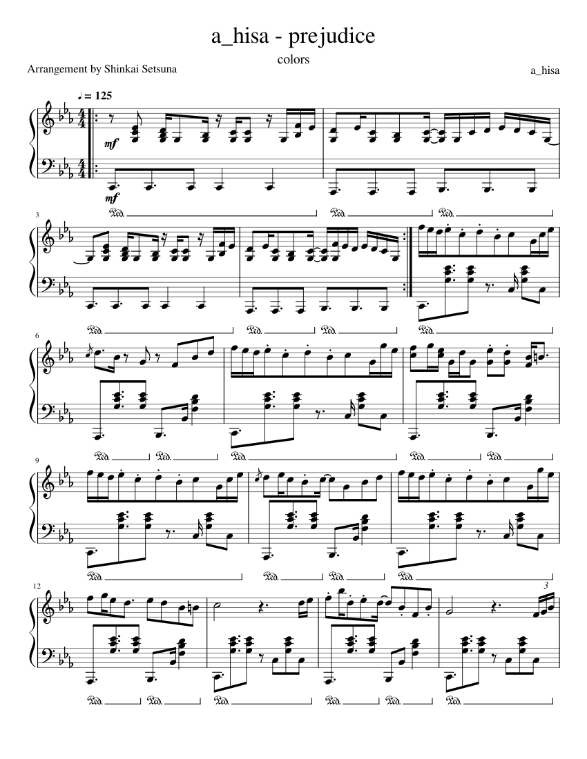 a_hisa - prejudice Sheet Music for Piano (Solo) | MuseScore.com a_hisa - prejudice Sheet Music for Piano (Solo) | MuseScore.com