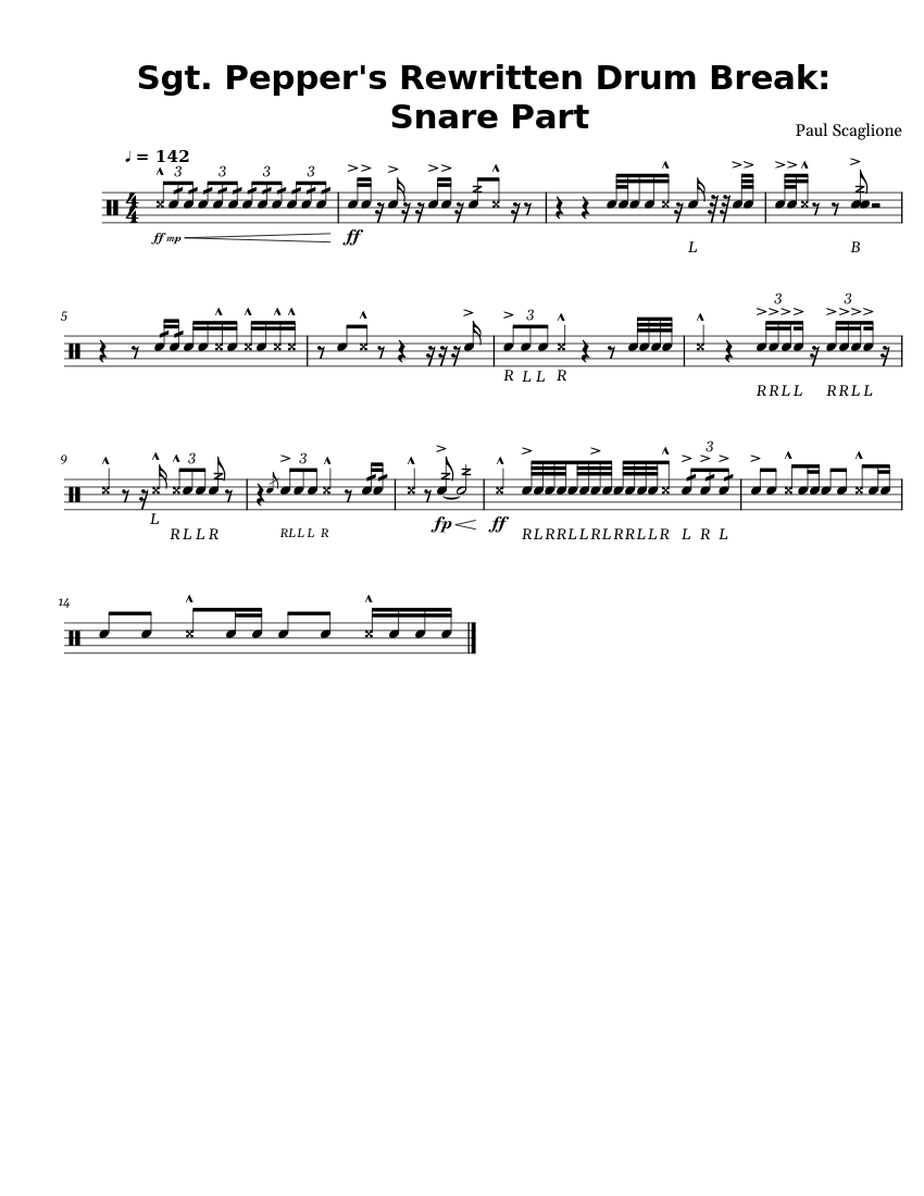 Sgt. Pepper's Rewritten Drum Break Snare Part Sheet music for Snare drum (Drum Corps (Modern