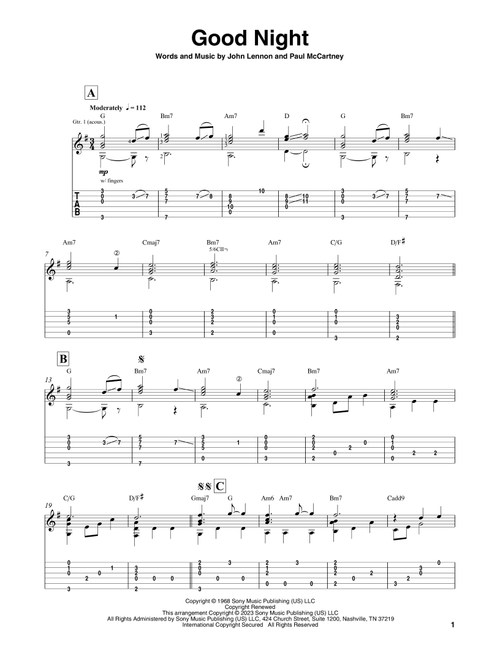 Good Night (Arr. Mark Hanson) - The Beatles (Solo Guitar)