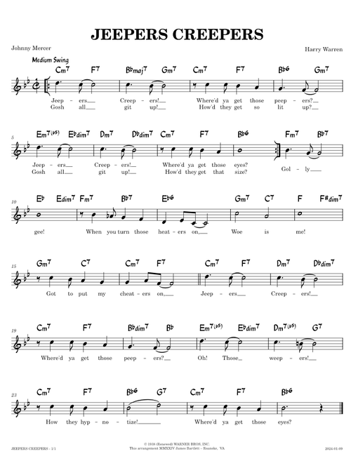 Jeepers Creepers [lead sheet] - Harry Warren