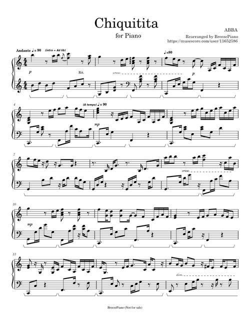 Chiquitita by ABBA - BreezePiano