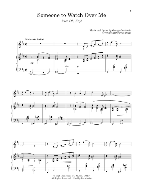 Someone To Watch Over Me (from Oh, Kay!) (Arr. Celeste Avery) - Ira Gershwin, George Gershwin (Flute and Piano)