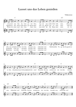 Lasset uns das Leben geniessen Sheet Music with Chords for Synthesizer ...