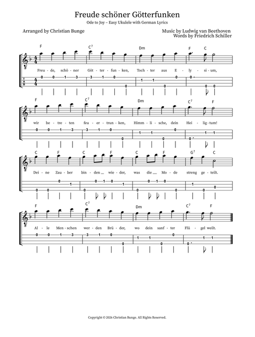 Freude schöner Götterfunken (Arr. Christian Bunge) - Ludwig Van Beethoven (Lead Sheet - Fake Book)