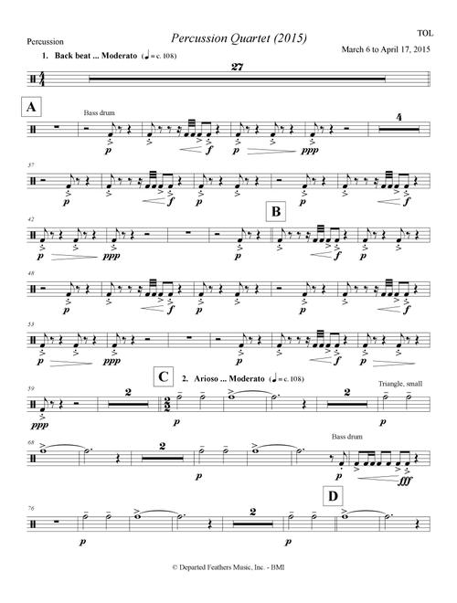 Percussion Quartet (2015) percussion part - Thomas Oboe Lee (Percussion Solo)