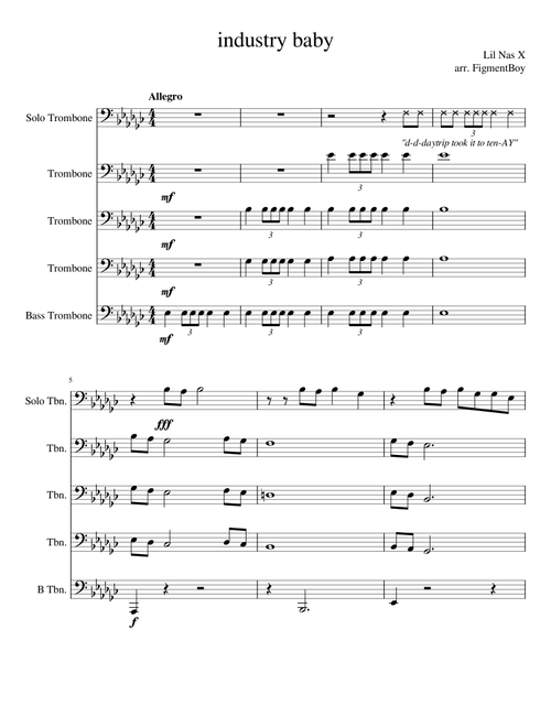 Industry Baby Fanfare for Trombone Quartet