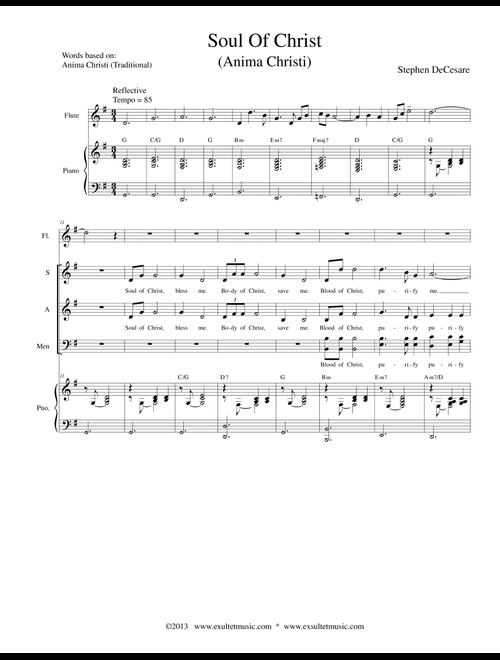 Soul of Christ (Anima Christi) (Solo with SATB) - Stephen DeCesare (Choral, SATB)